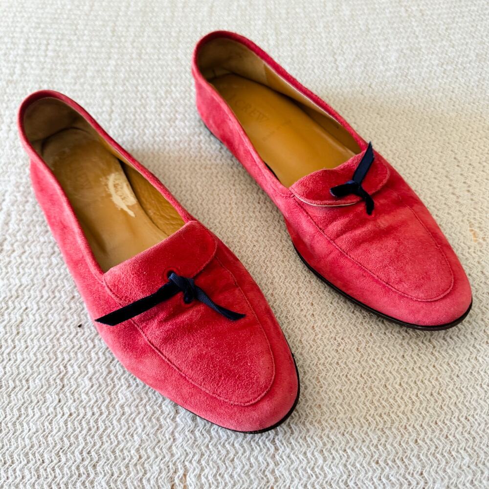J. Crew Red + Blue Tie Manhattan Suede Loafers Size 6.5 Preppy